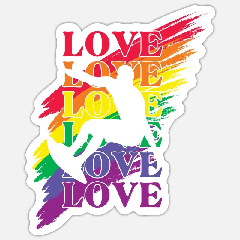 Surfer LGBT Pride - Sticker taille S (10 x 10 cm) - blanc mat