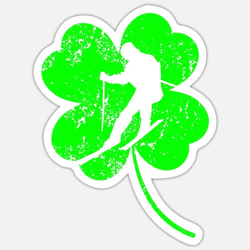 Ski Trèfle de la Saint-Patrick Sticker taille S (10 x 10 cm)