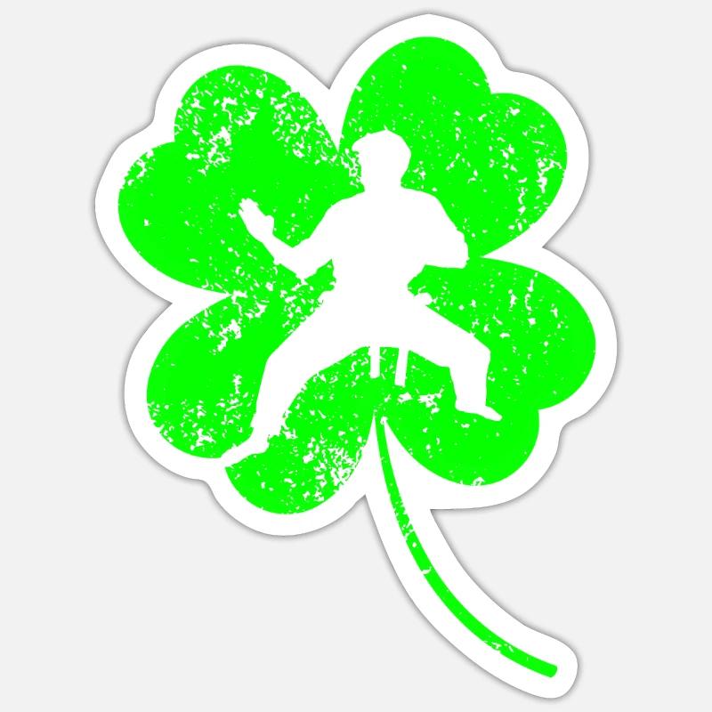 Karaté Trèfle de la Saint-Patrick - Sticker taille S (10 x 10 cm) - blanc mat