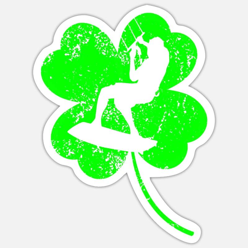 Kitesurf Trèfle de la Saint-Patrick Sticker taille S (10 x 10 cm)