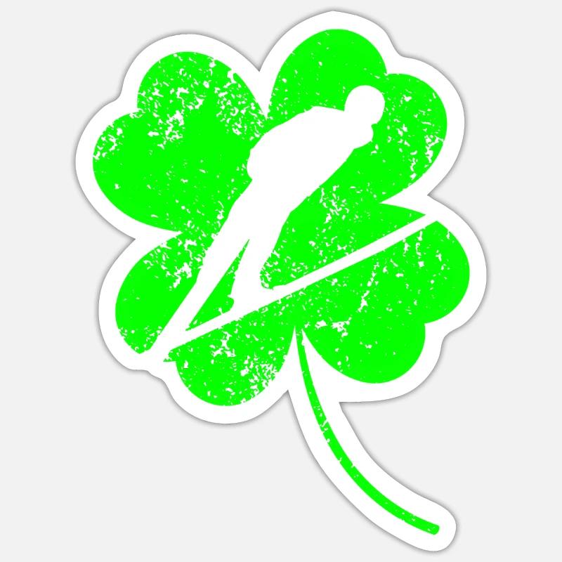 Trèfle de la Saint-Patrick de saut à ski Sticker taille S (10 x 10 cm)