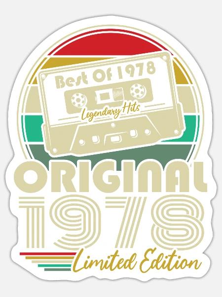 Original 1978 Vintage Geburtstagsgeschenk 1978 - Sticker Größe S (10 x 10 cm) - Mattweiß