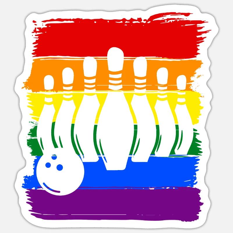 Bowling LGBT Pride - Sticker taille S (10 x 10 cm) - blanc mat