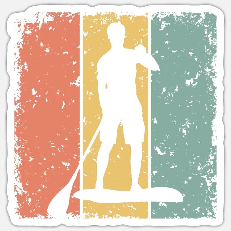 Paddleboard retro - Sticker Größe S (10 x 10 cm) - Mattweiß