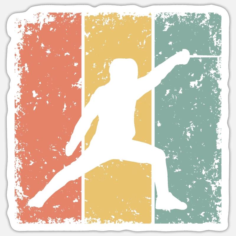 Fechten retro Sticker Größe S (10 x 10 cm)