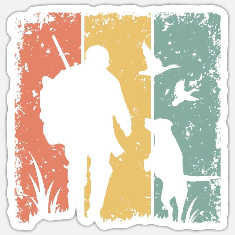 Jagd retro - Sticker Größe S (10 x 10 cm) - Mattweiß