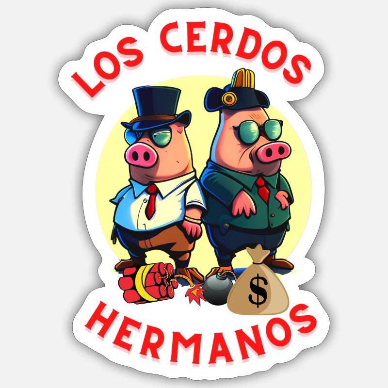 Die Schweinebrüder - Sticker Größe S (10 x 10 cm) - Mattweiß