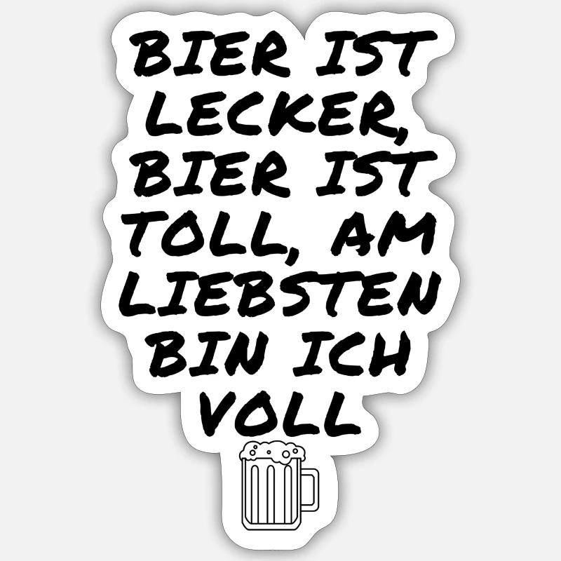Bier ist lecker! - Sticker Größe S (10 x 10 cm) - Mattweiß