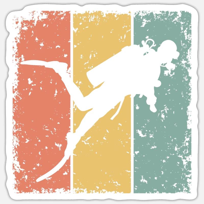 Diving retro - Sticker size S (10 x 10 cm) - white matte