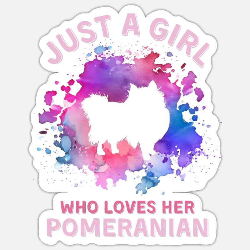 Nur ein Mädchen, das ihr Zwergspitz liebt - Sticker Größe S (10 x 10 cm) - Mattweiß