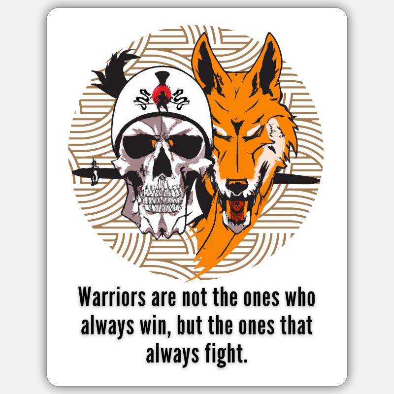 Vector Samurai Warrior Skull Mask Schwert Japan Sticker Größe S (10 x 10 cm)