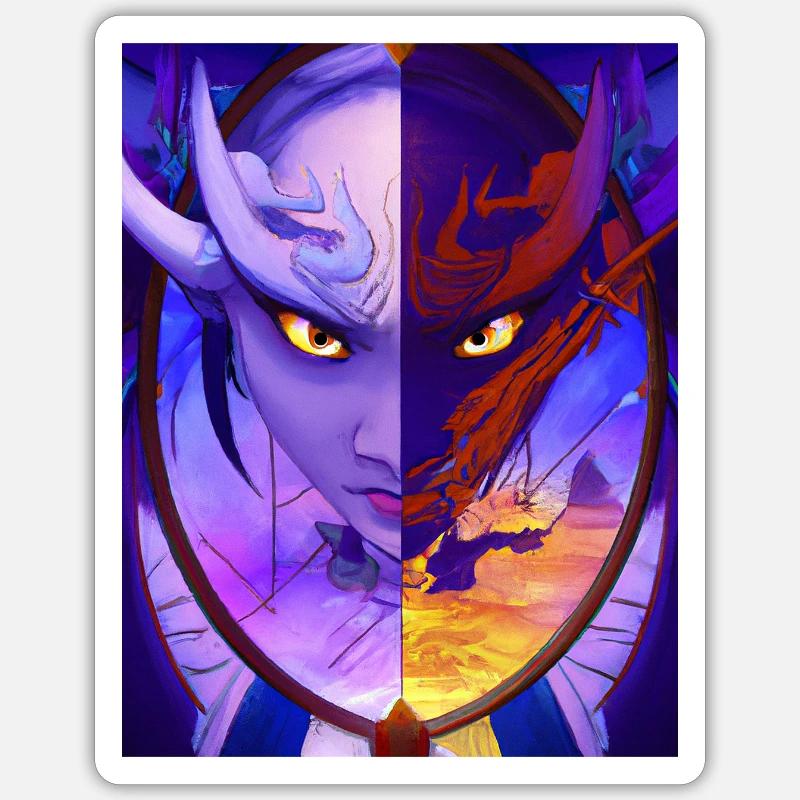 Samurai Dragon Blick in den Spiegel Mirror Image Sticker Größe S (10 x 10 cm)