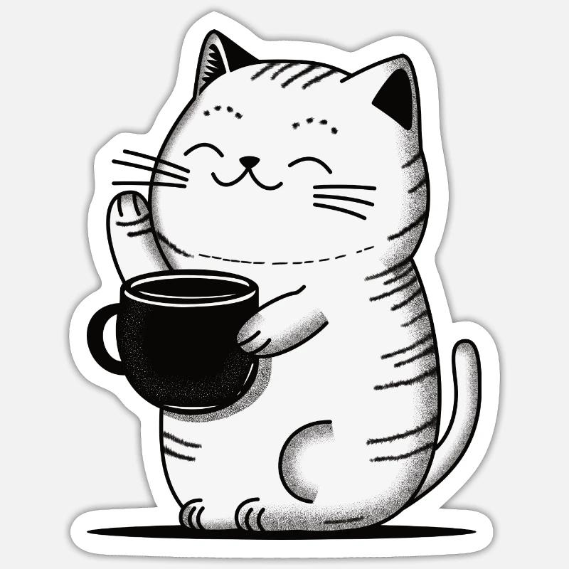 Coffee cat - Sticker size S (10 x 10 cm) - white matte