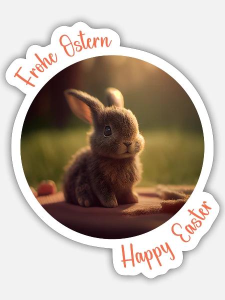 Frohe Ostern | Osterhäschen | Osterhase - Sticker Größe S (10 x 10 cm) - Mattweiß