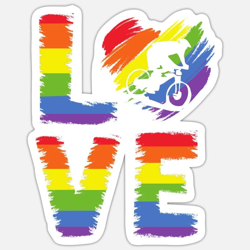 Radfahren LGBT Pride - Sticker Größe S (10 x 10 cm) - Mattweiß