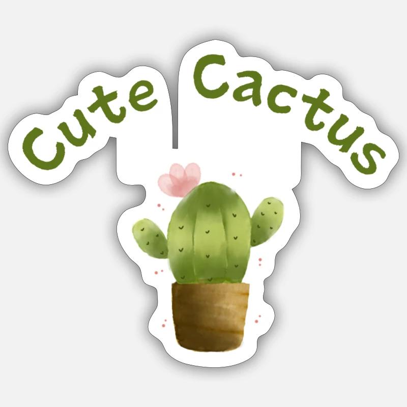Cute Cactus - Sticker Größe S (10 x 10 cm) - Mattweiß