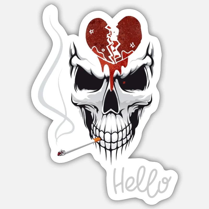 Skull mit Zigarette Sticker Größe S (10 x 10 cm)
