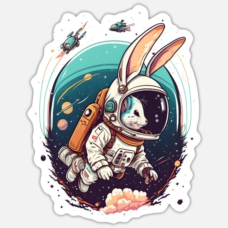 Rabbit in space Sticker size S (10 x 10 cm)