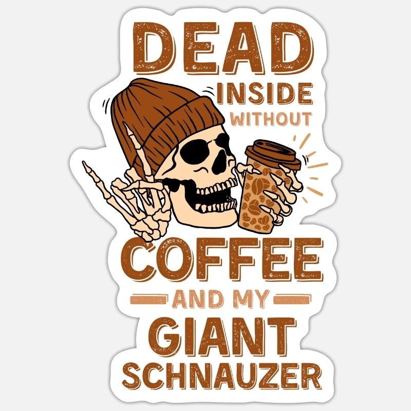 Amateur de café Géant-schnauzer - Sticker taille S (10 x 10 cm) - blanc mat
