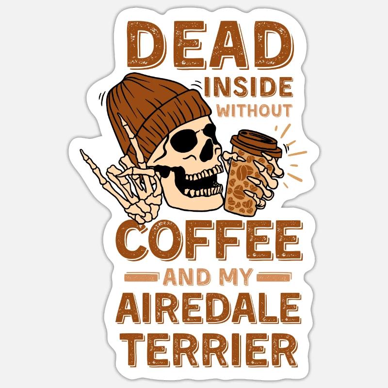 Kaffee Airedale-Terrier Liebhaber - Sticker Größe S (10 x 10 cm) - Mattweiß