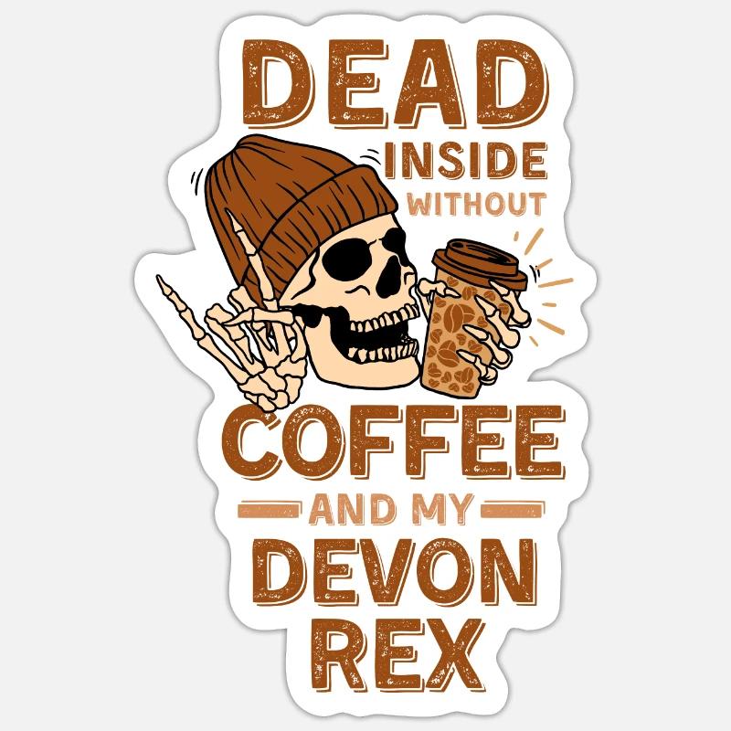 Coffee Devon-rex lover - Sticker size S (10 x 10 cm) - white matte