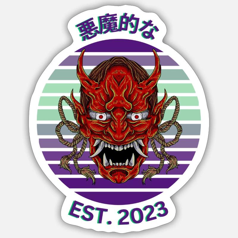 Démon pourpre - Sticker taille S (10 x 10 cm) - blanc mat