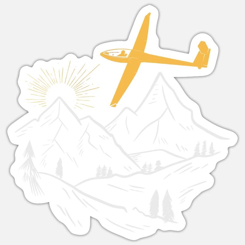 Planeur volant planeur - Sticker taille S (10 x 10 cm) - blanc mat