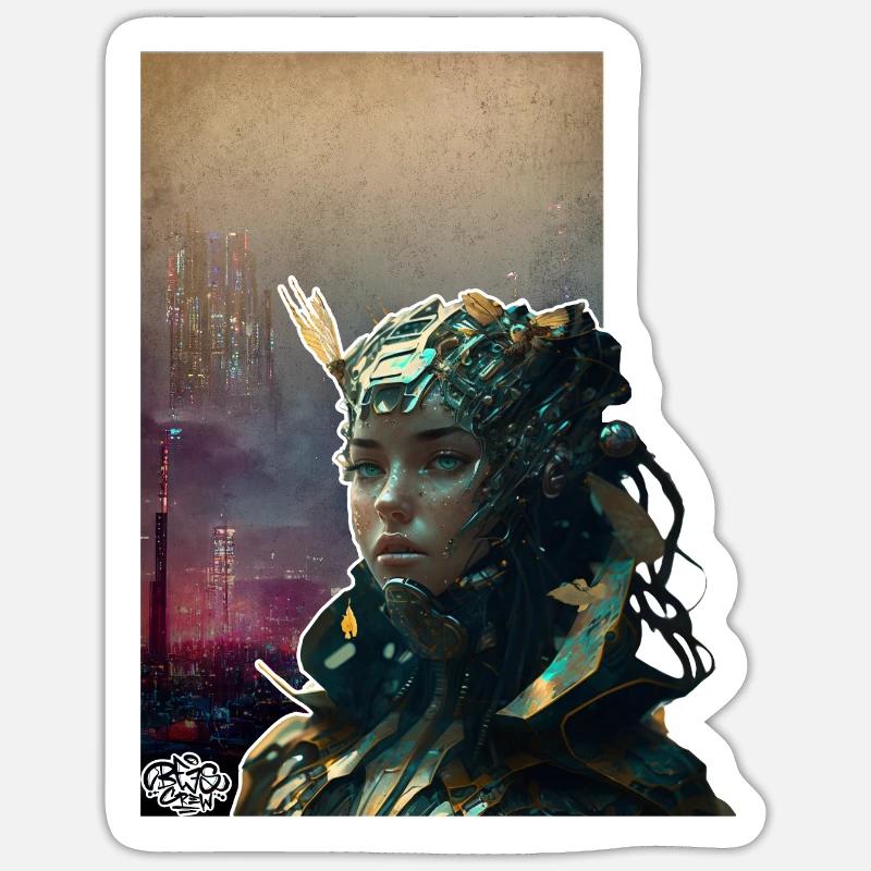 Futuristic Mrs. SCI FI BEES. CREW Sticker size S (10 x 10 cm)