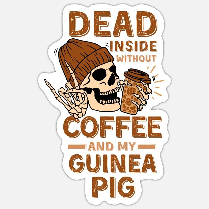 Amateur de café cochon d’Inde - Sticker taille S (10 x 10 cm) - blanc mat