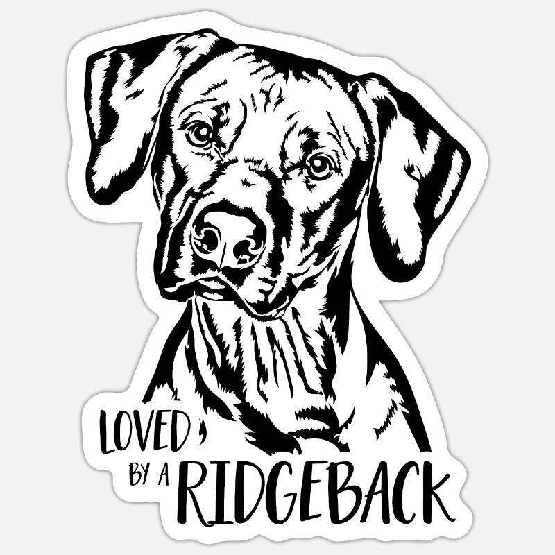 Loved by a Ridgeback Hunde Rhodesian Ridgeback - Sticker Größe S (10 x 10 cm) - Mattweiß