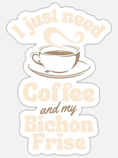 Kaffee-Bichon-Frise-Liebhaber - Sticker Größe S (10 x 10 cm) - Mattweiß