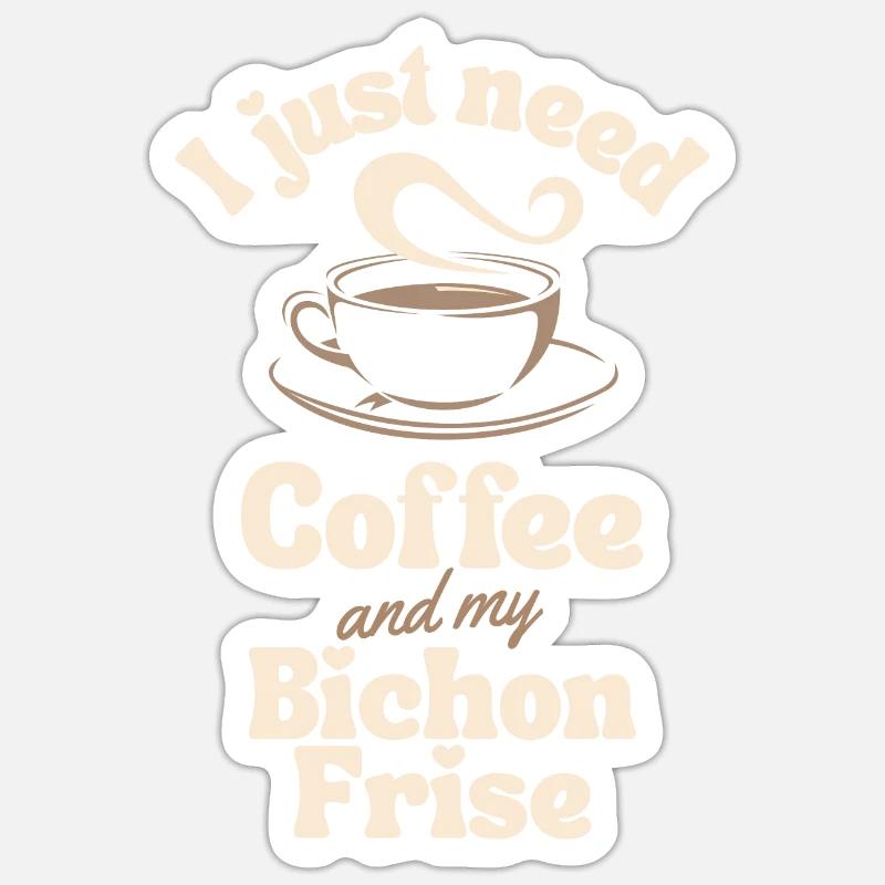 Amateur de café Bichon-frise - Sticker taille S (10 x 10 cm) - blanc mat