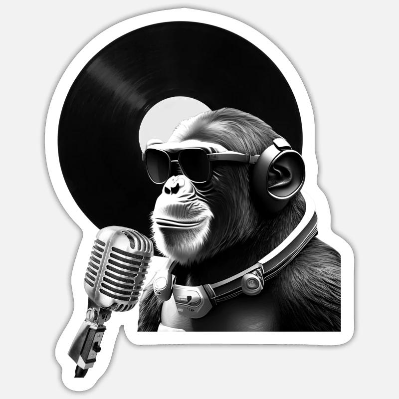 MC monkey . - Sticker size S (10 x 10 cm) - white matte