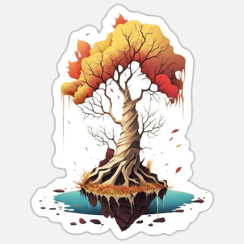 Solitärer Baum - Sticker Größe S (10 x 10 cm) - Mattweiß