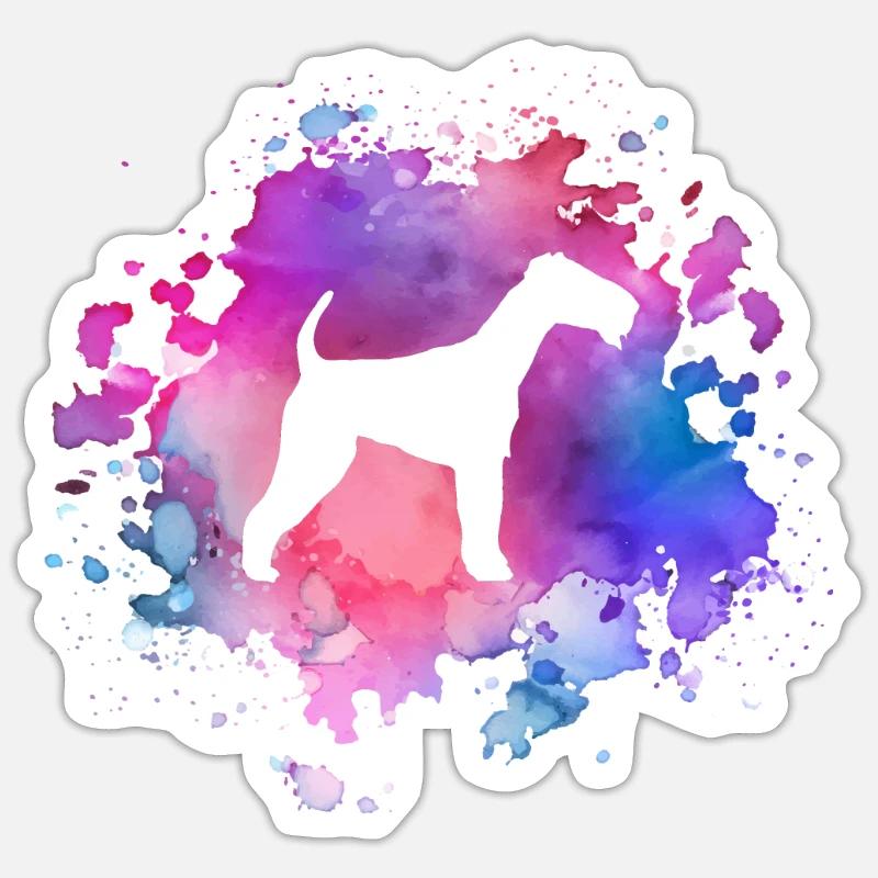 Amoureux des chiens Airedale-terrier - Sticker taille S (10 x 10 cm) - blanc mat