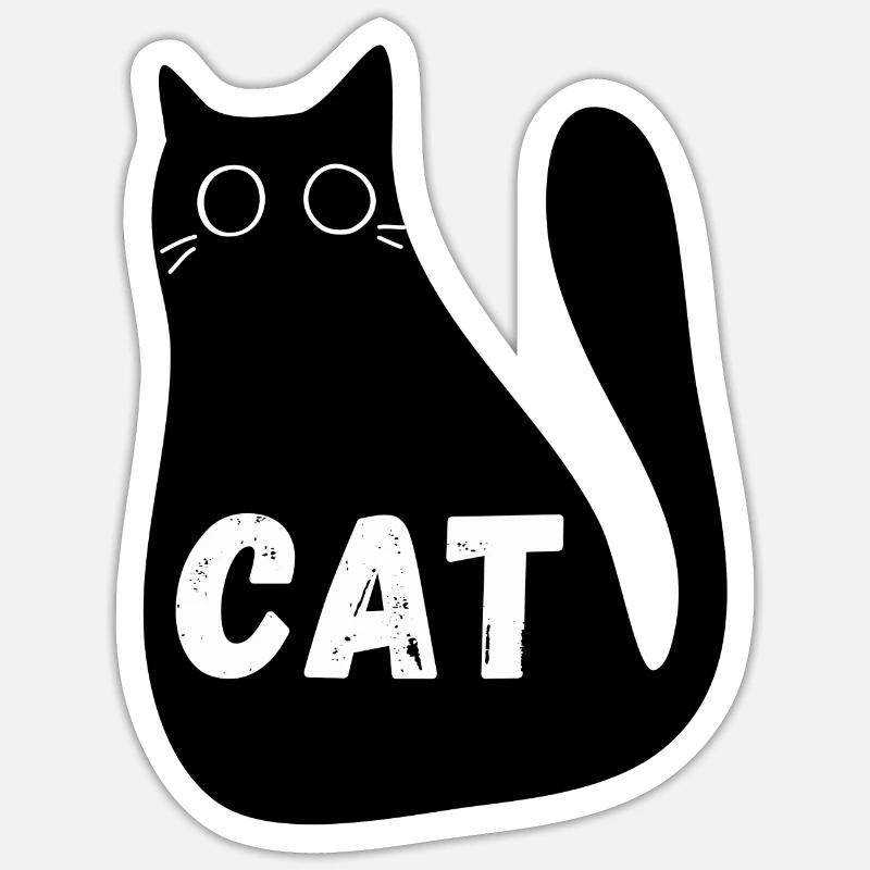 Chat-chat noir chaton - Sticker taille S (10 x 10 cm) - blanc mat