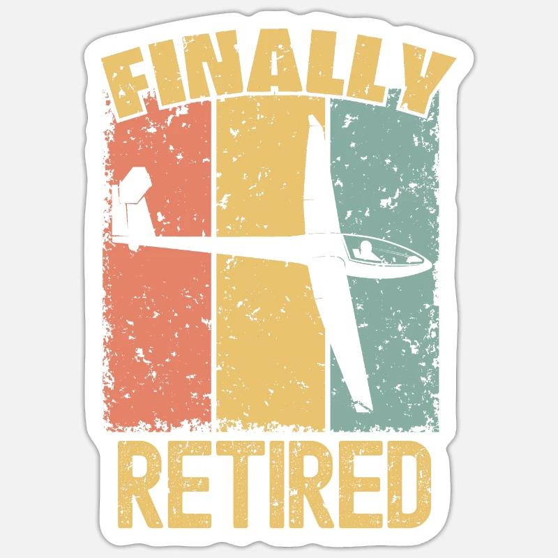 Sky-gliding retirement retro - Sticker size S (10 x 10 cm) - white matte