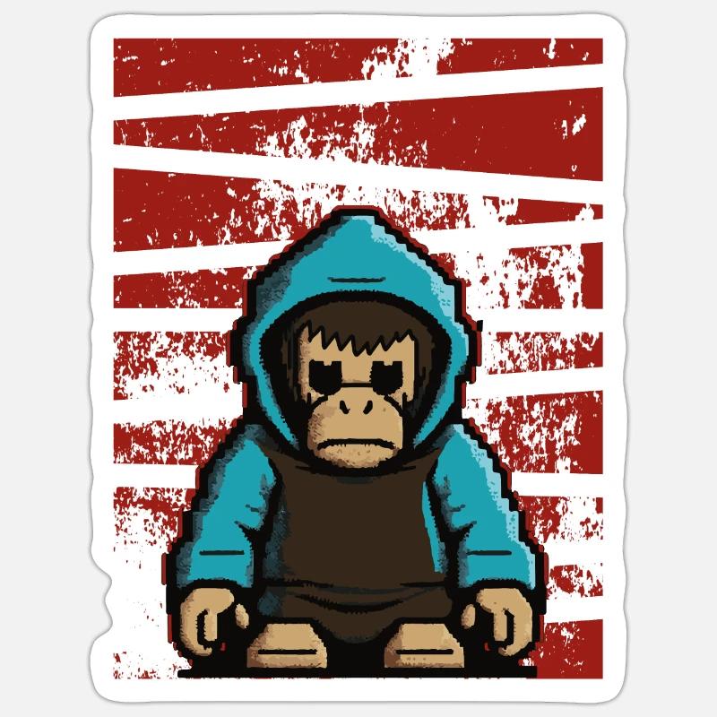 Retro Monkey - Sticker size S (10 x 10 cm) - white matte