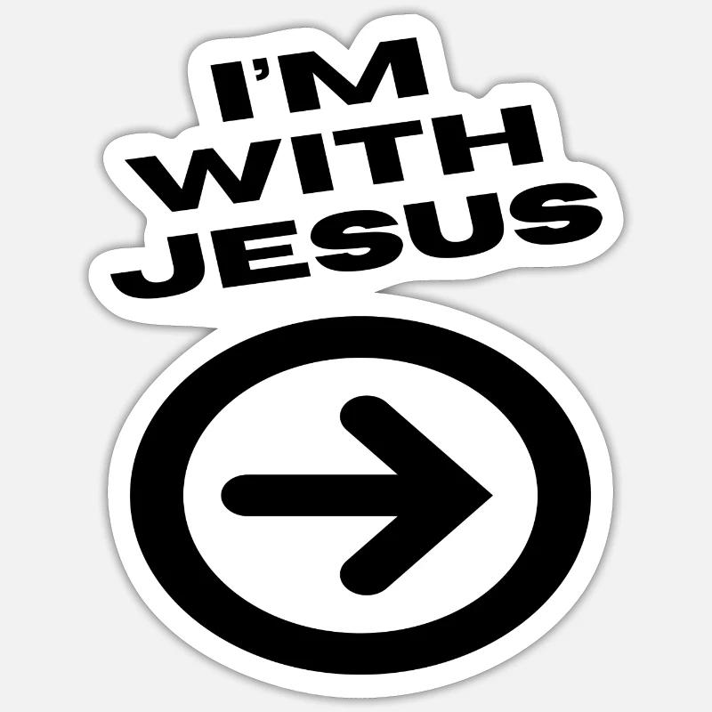 Je suis avec Jésus - Sticker taille S (10 x 10 cm) - blanc mat