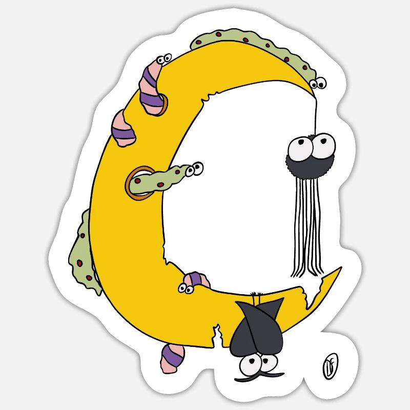 Crescent moon with animals - Sticker size S (10 x 10 cm) - white matte