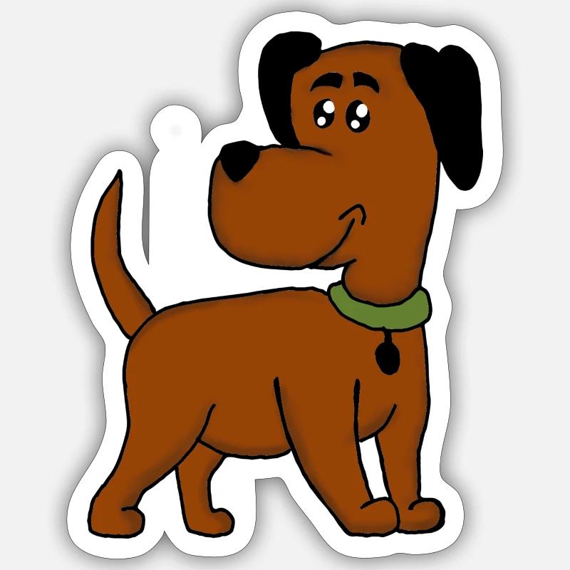 Chien mignon marron - Sticker taille S (10 x 10 cm) - blanc mat