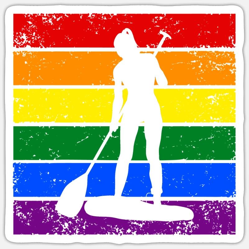 Paddleboard LGBTQ - Sticker size S (10 x 10 cm) - white matte