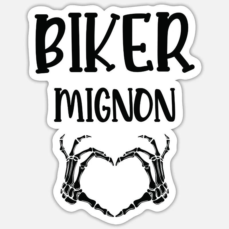 biker mignon - Sticker taille S (10 x 10 cm) - blanc mat