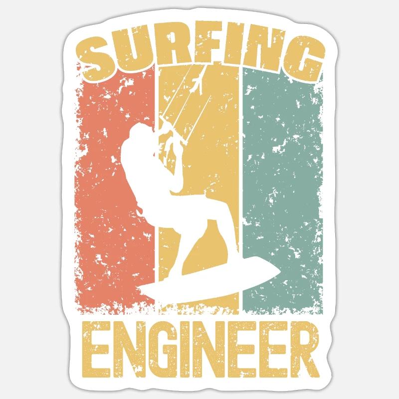 Kitesurfing Engineer retro Sticker size S (10 x 10 cm)