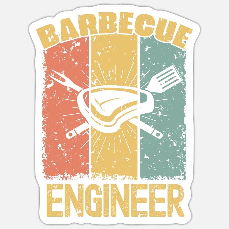 Barbecue Engineer retro - Sticker Größe S (10 x 10 cm) - Mattweiß