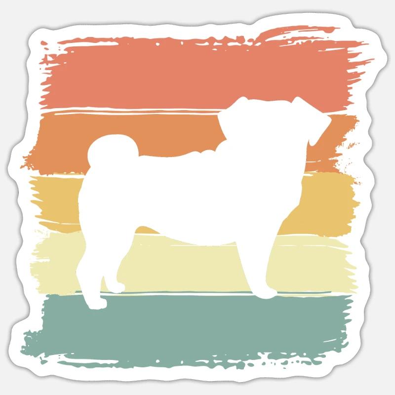Pug retro - Sticker size S (10 x 10 cm) - white matte