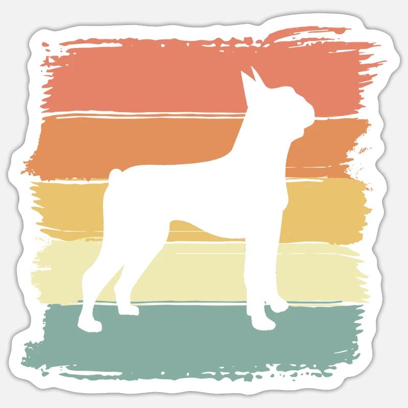 Boston-Terrier Retro - Sticker Größe S (10 x 10 cm) - Mattweiß