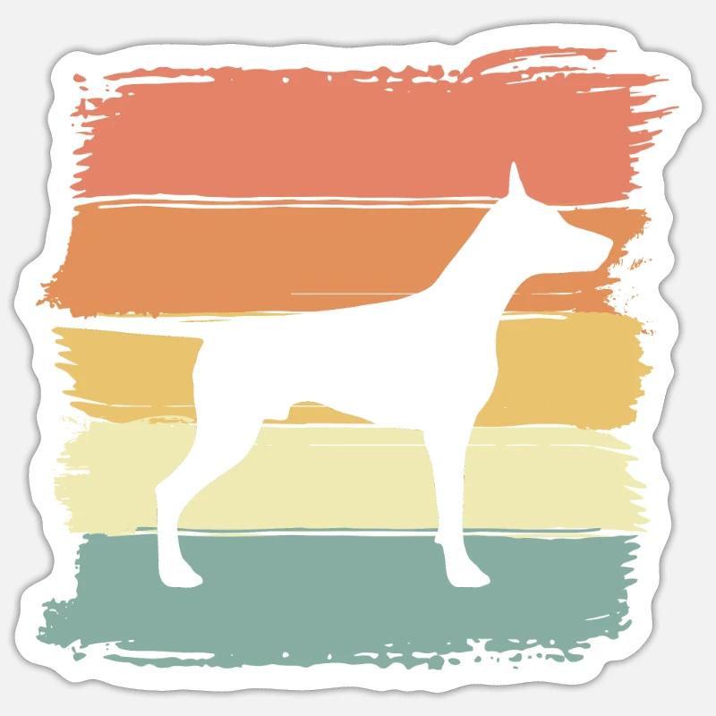 Dobermann retro - Sticker Größe S (10 x 10 cm) - Mattweiß