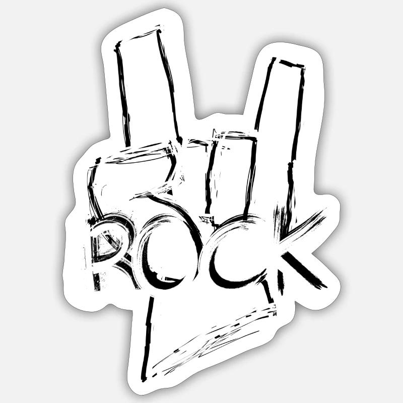 Allons rock! -Rocher - Sticker taille S (10 x 10 cm) - blanc mat