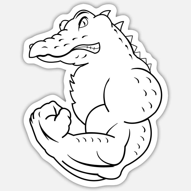 strong crocodile - Sticker size S (10 x 10 cm) - white matte